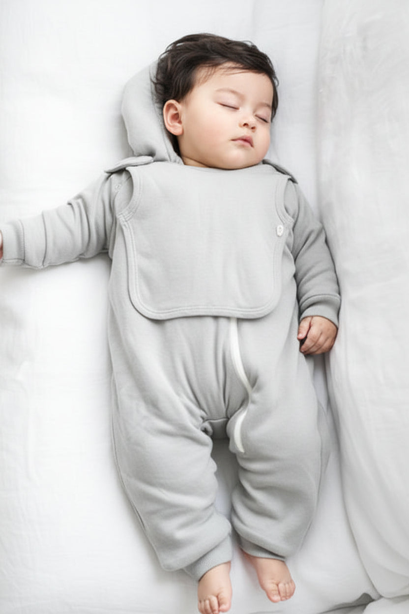 Smart Cuddly Jumpsuit + Bib - Gray
